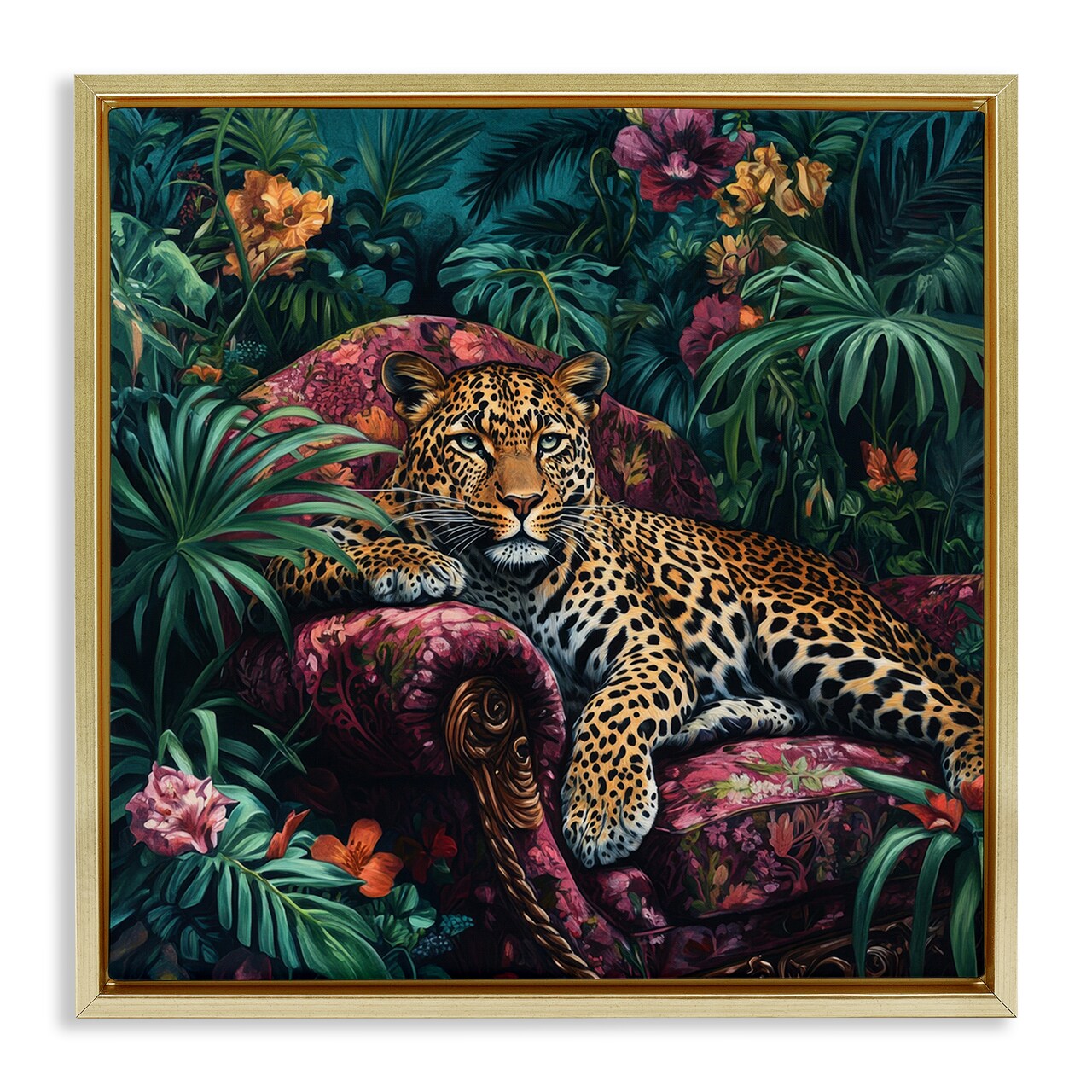 Stupell Industries Fashionable Leopard in Jungle Floating Frame, design by Petal Prints Design